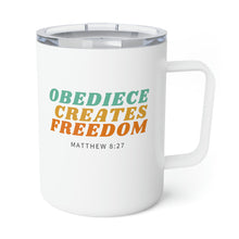 Load image into Gallery viewer, Obedience Creates Freedom - Christian Insulated Coffee Mug, 10oz